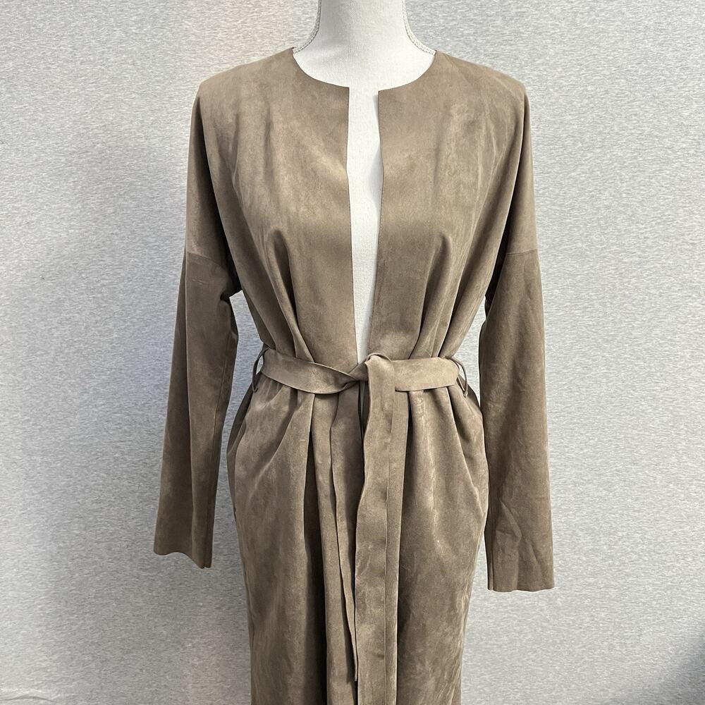 Beate Heyman Street‎ Couture Faux Suede Coat Jacket Womens Small Tan Open Luxury